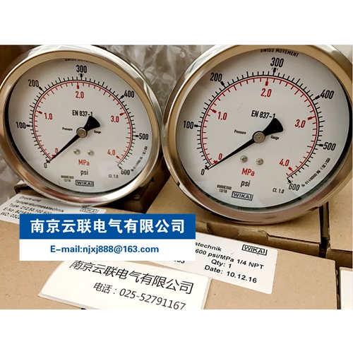 WIKA 212.53.100 0-600PSI 波登管壓力表，銅合金材質(zhì)